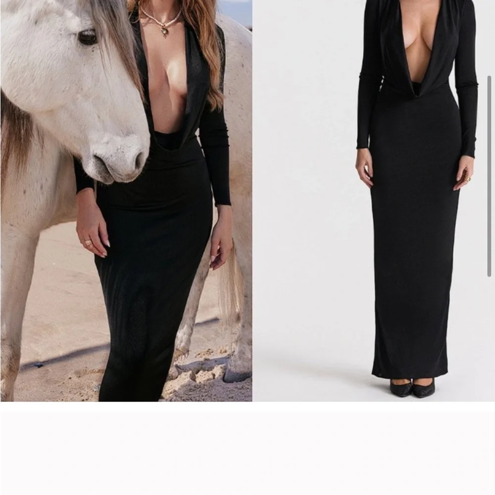 House of CB Black Plunge Maxi Dress - Picture 7 of 11